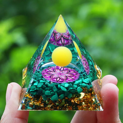 Energy Pyramid Orgonite Reiki Natural Amethyst Ball Healing Crystals Chakra