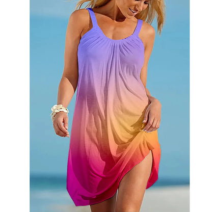 Halo dye style print - sexy women's clothing, sleeveless beach wear, camisole evening gowns