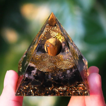 Energy Pyramid Orgonite Reiki Natural Amethyst Ball Healing Crystals Chakra