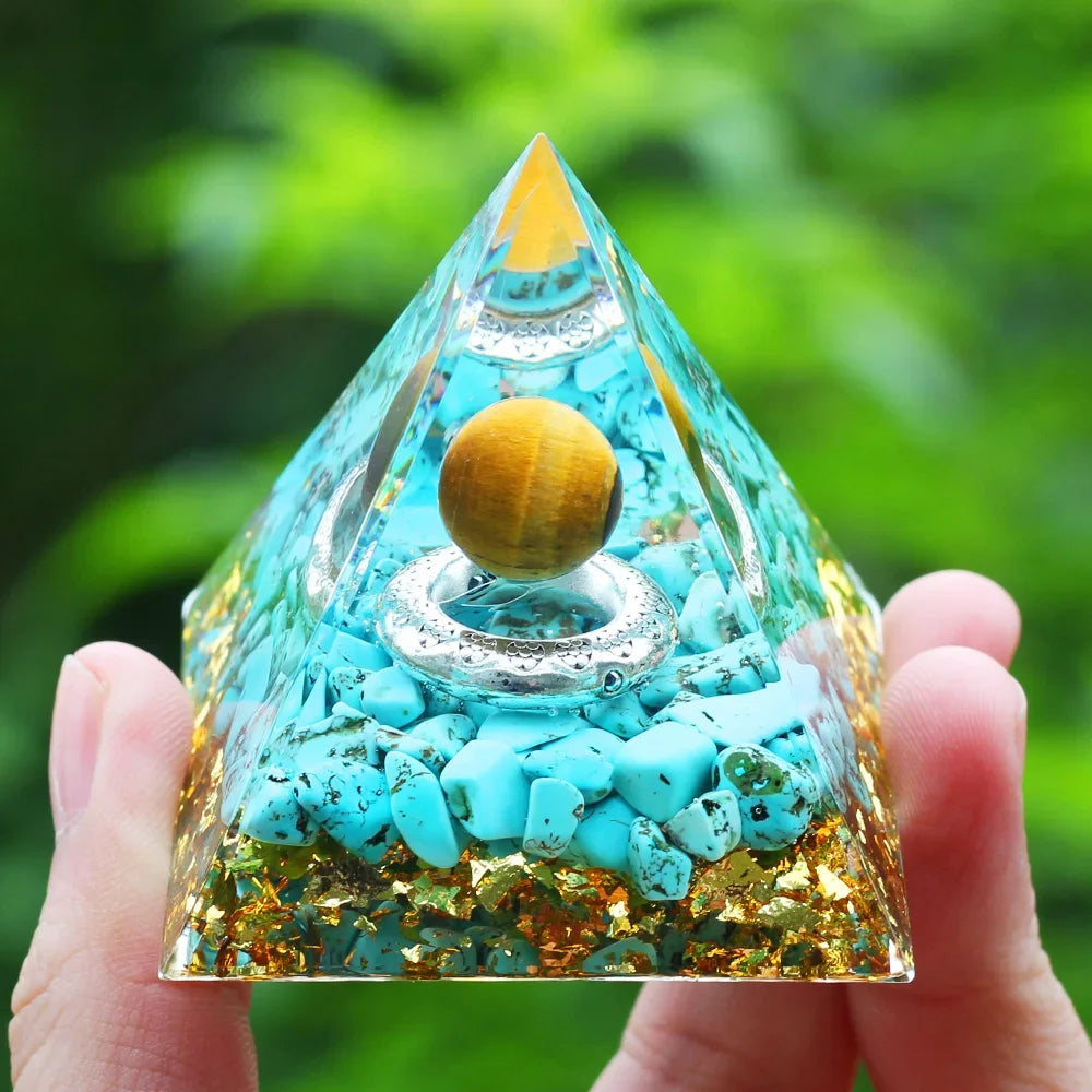 Energy Pyramid Orgonite Reiki Natural Amethyst Ball Healing Crystals Chakra