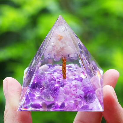 Energy Pyramid Orgonite Reiki Natural Amethyst Ball Healing Crystals Chakra