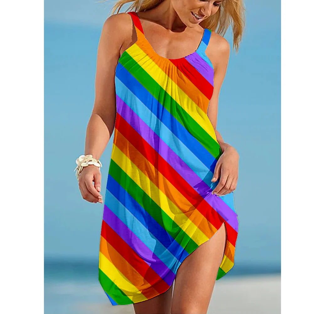 Halo dye style print - sexy women's clothing, sleeveless beach wear, camisole evening gowns