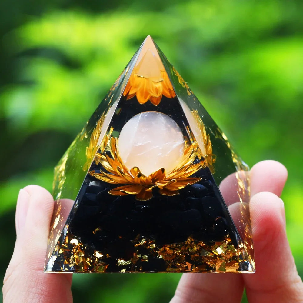 Energy Pyramid Orgonite Reiki Natural Amethyst Ball Healing Crystals Chakra