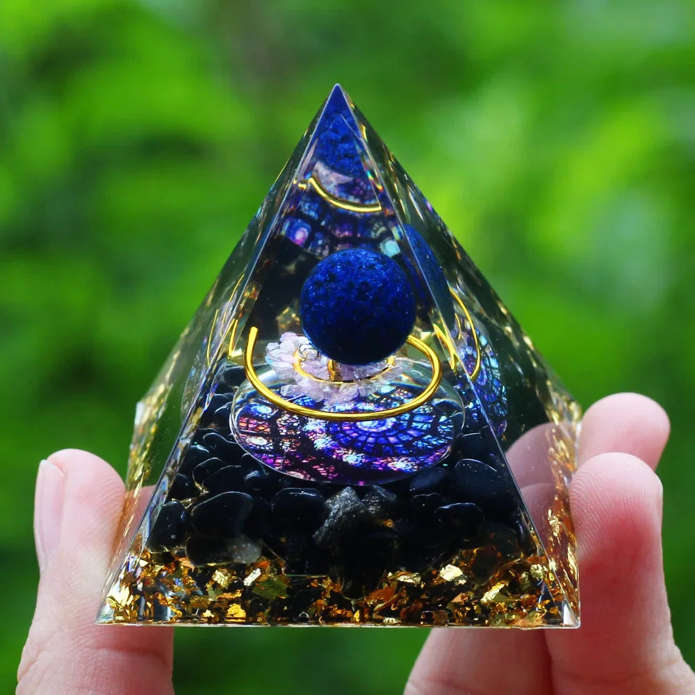 Energy Pyramid Orgonite Reiki Natural Amethyst Ball Healing Crystals Chakra