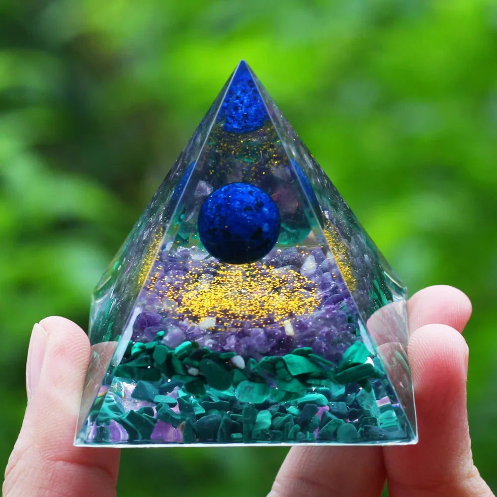 Energy Pyramid Orgonite Reiki Natural Amethyst Ball Healing Crystals Chakra