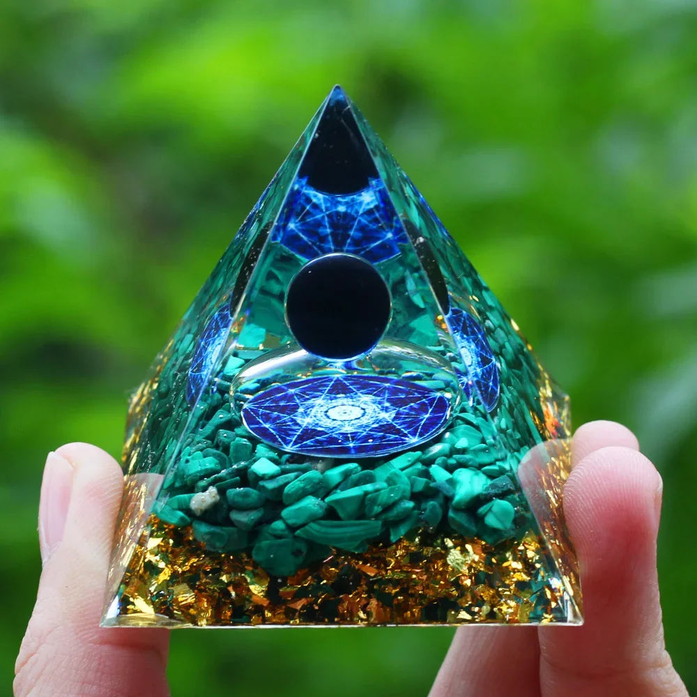 Energy Pyramid Orgonite Reiki Natural Amethyst Ball Healing Crystals Chakra