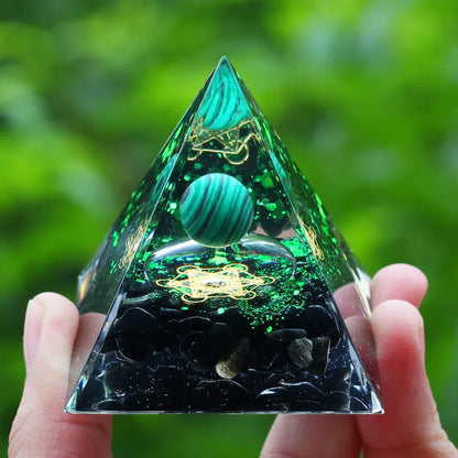 Energy Pyramid Orgonite Reiki Natural Amethyst Ball Healing Crystals Chakra