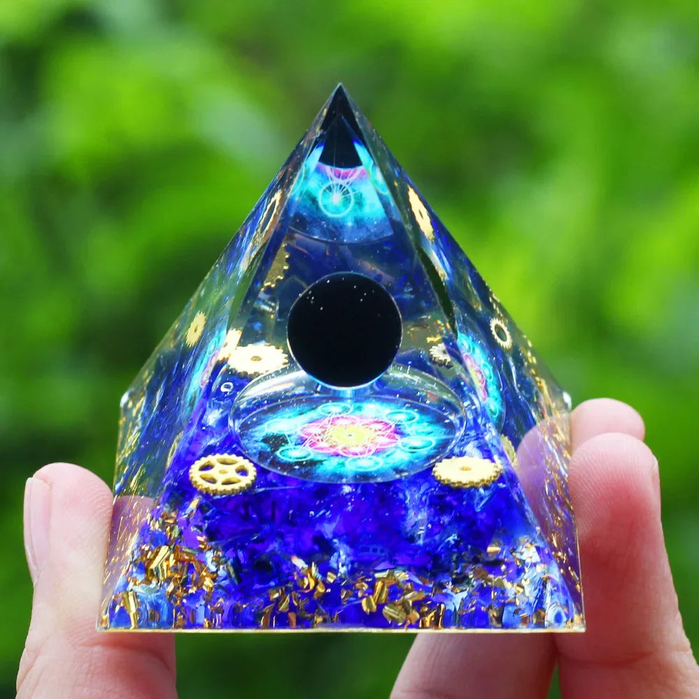 Energy Pyramid Orgonite Reiki Natural Amethyst Ball Healing Crystals Chakra